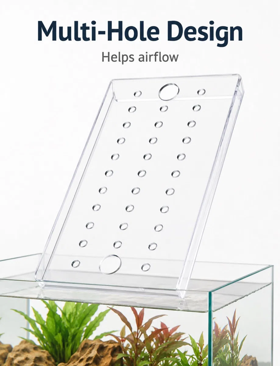 Generisch Acryl Aquarium Abdeckung Transparent, 3/4/5 mm Schiebeabdeckung für Fischbecken, Sprungschutz Deckel mit Luftlöchern, Lichtdurchlässige Aquariumplatte(5mm,80x40.4cm)