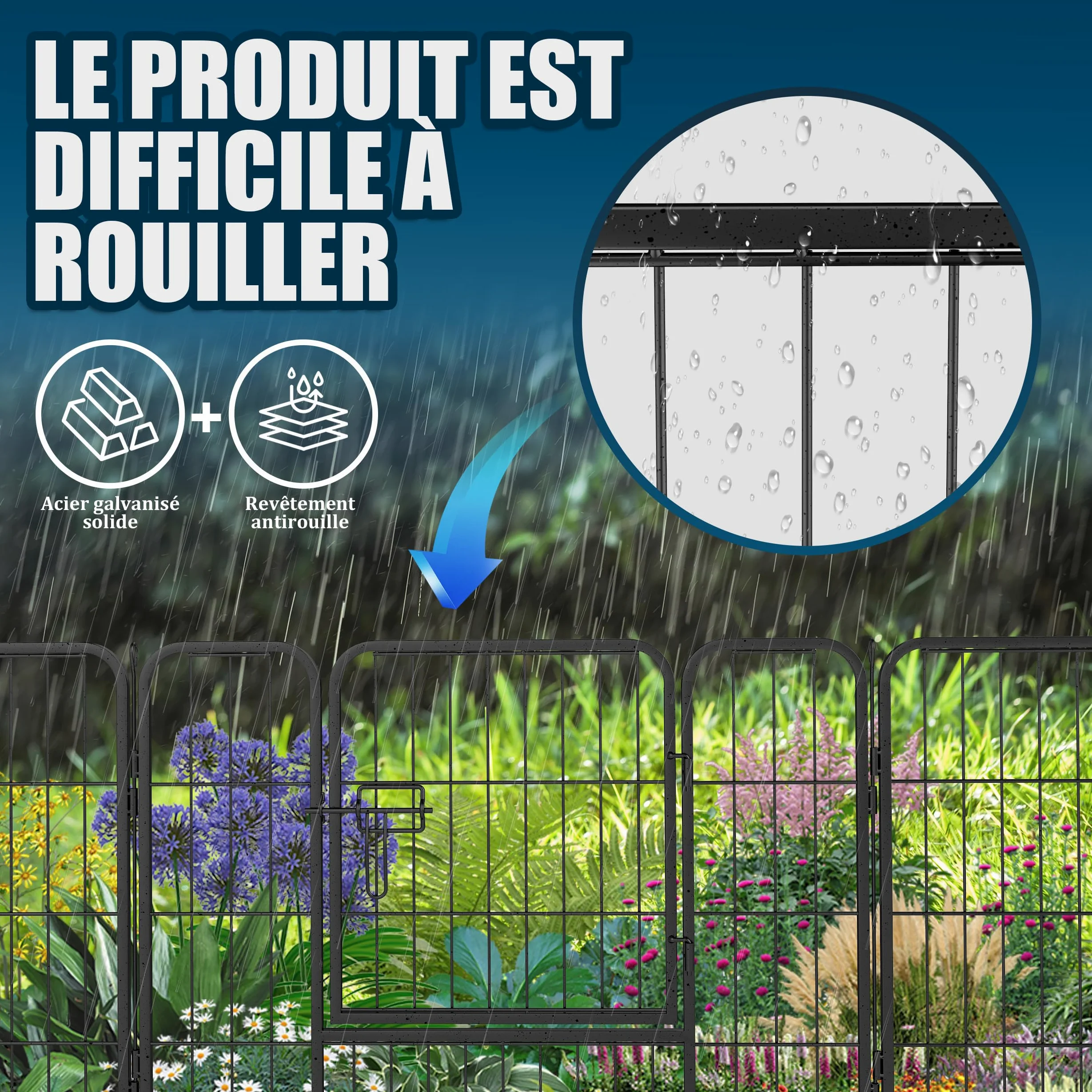Welpenlaufstall 12 Teiliger Zaun, Freigehege Metall 60cm Hoch | Gitter Hundelaufstall mit Tür, Modulbarer Welpenauslauf für Hunde, Katzen & Kleintiere, Plibares Gehege für Garten