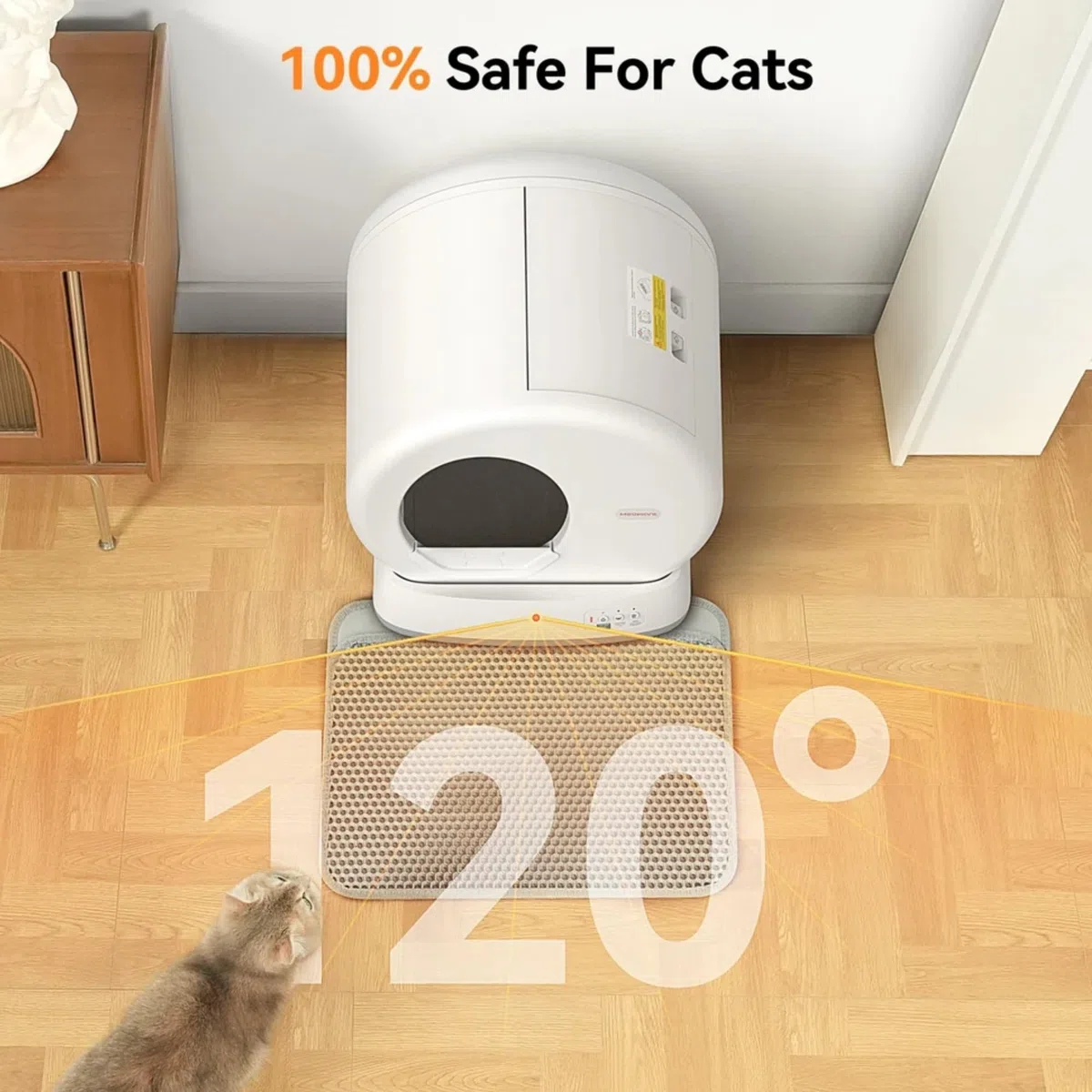MeoWant Selbstreinigende Katzentoilette, große Kapazität, automatische Katzentoilette mit integrierten Sicherheitssensoren, APP-Steuerung, geruchsfrei für mehrere Katzen, mit Matte & Liner