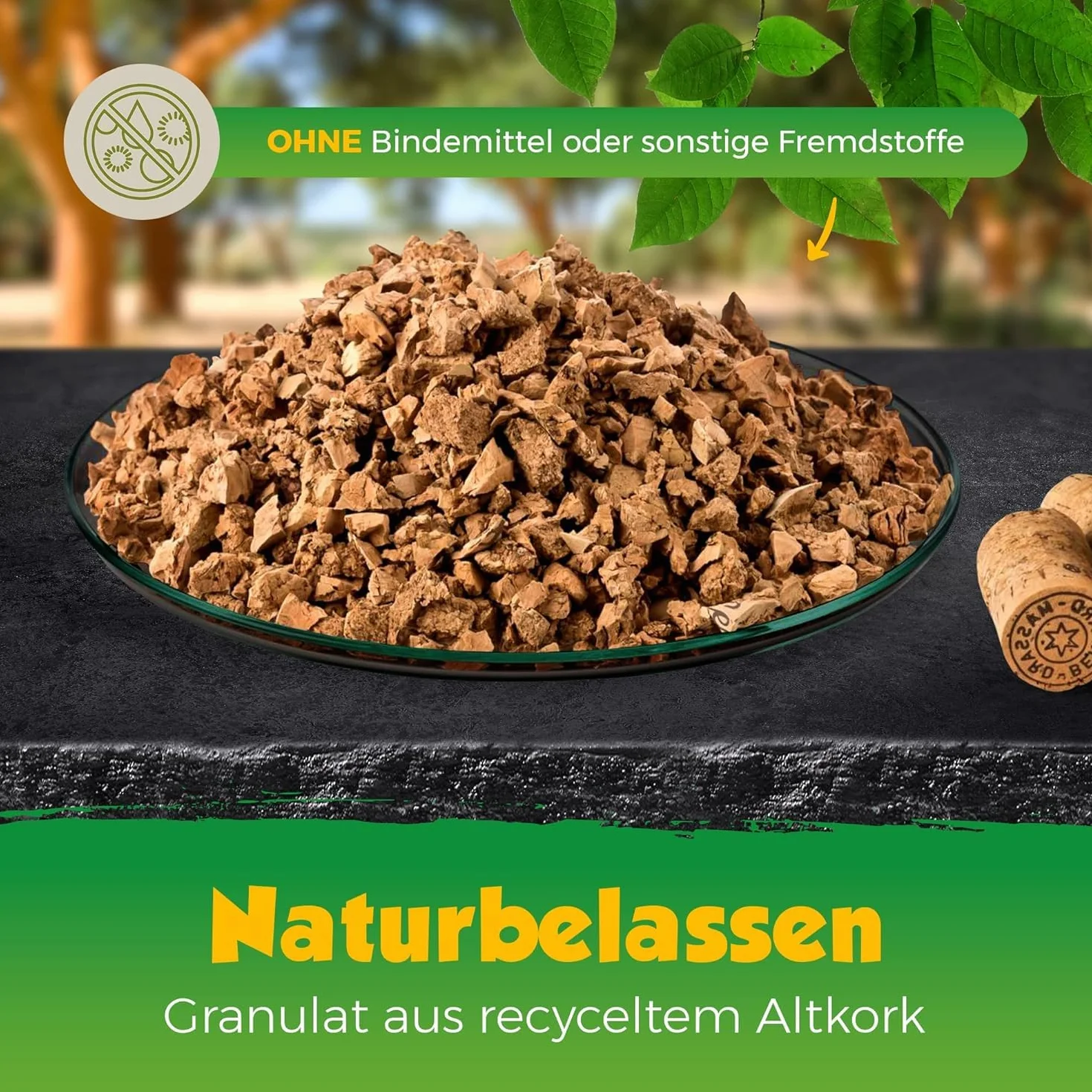 100 Liter mittelgrobes Korkgranulat | Kork-Granulat 3-8 mm | im 100L Papiersack | hergestellt aus recycelten Naturkorken | Verarbeitung in einem sozialen Unternehmen