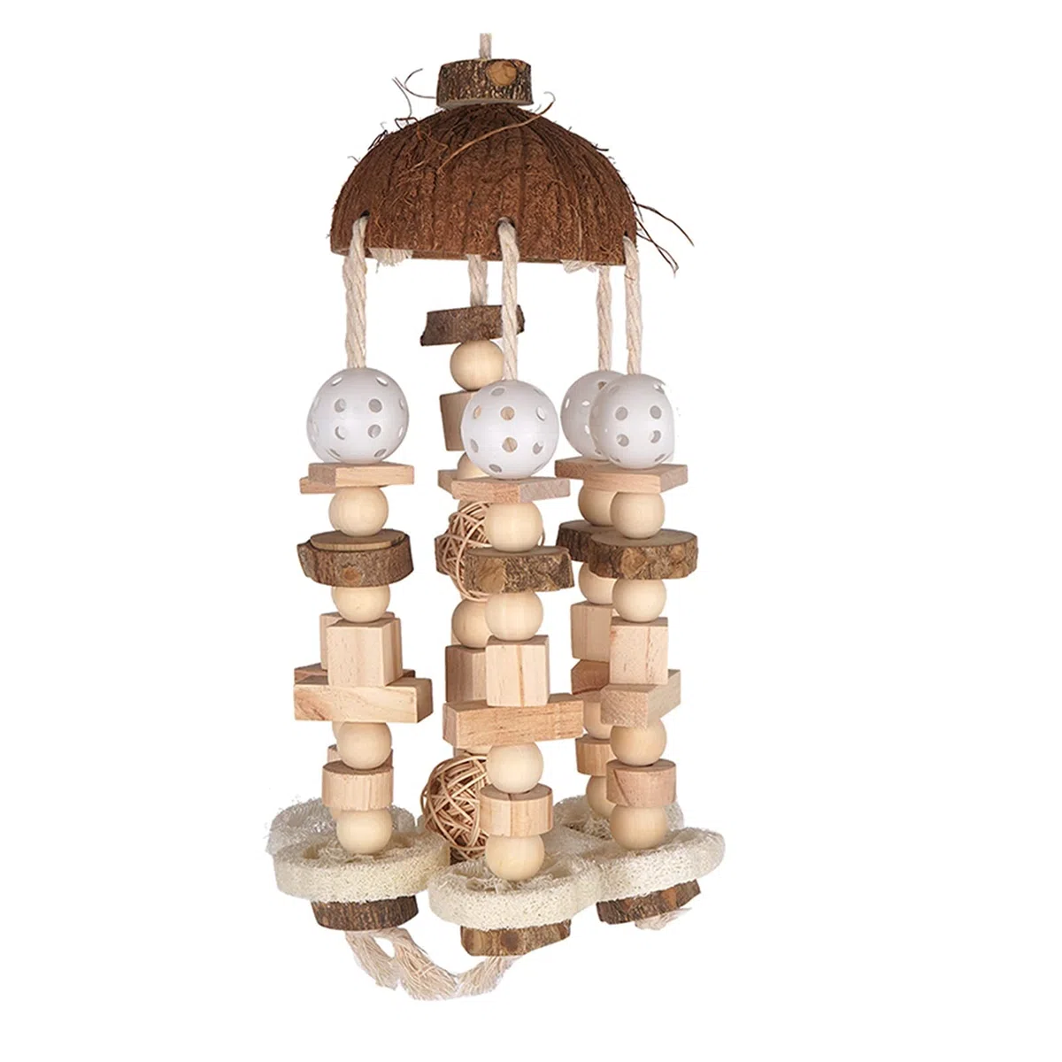 Vogelspielzeug Vogel Papageispielzeug, großes Papageispielzeug Natürliche Holzblöcke Bird Chewing Spielzeug Papagei Käfig Biss Spielzeuganzüge für Macaws Papageien (Color : B)