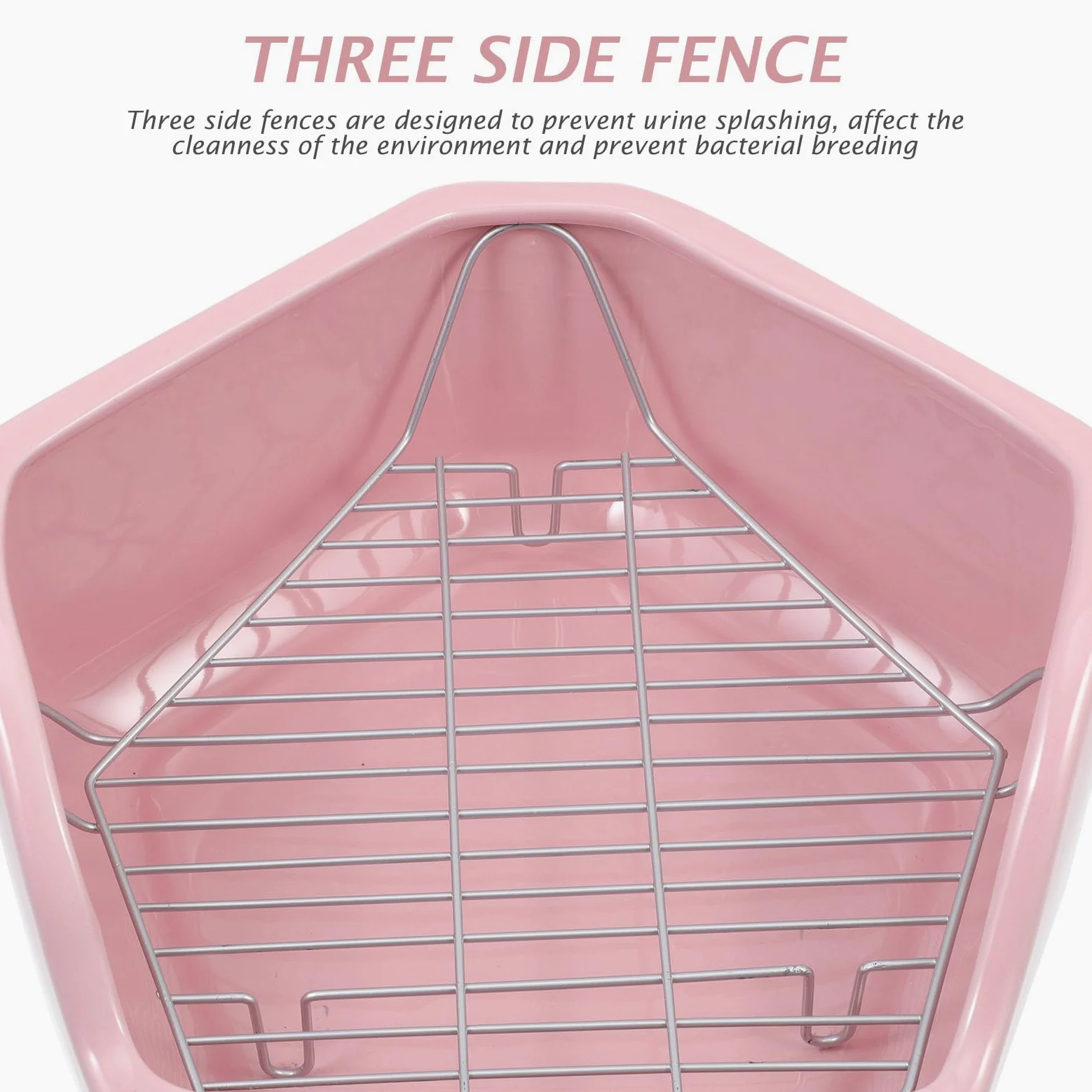 Gatuida Kleintier Toilette Rosa Farbe Keramik Pentagonale mit Abnehmbaren Gittern und Maschendesign mit Auslaufschutz und Kippschutz Geeignet für Meerschweinchen und Hamster