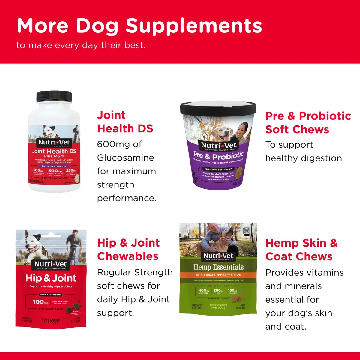 Nutri-Vet Hüft- und Gelenkkekse für Hunde – leckeres Hunde-Glucosamin-Leckerli & Hundegelenk-Ergänzungsmittel – großer Keks mit 300 mg Glucosamin – 2,7 kg