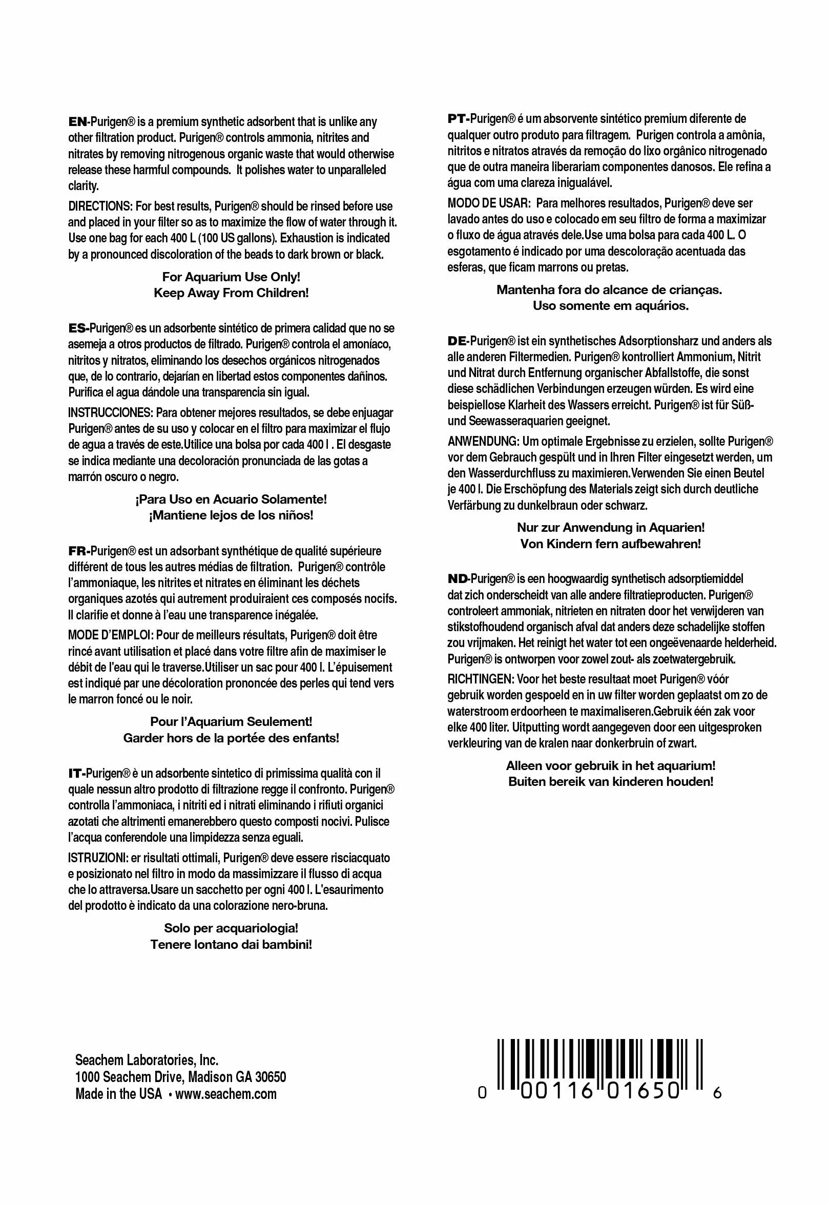 Purigen Süßwasser von Seachem