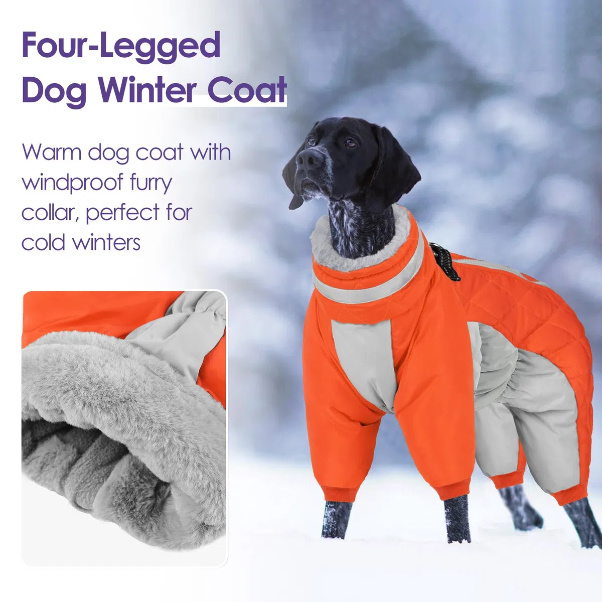 SUNFURA Hundejacke Ganzkörperjacke Warme Fleecejacke Für Große Hunde Wintermäntel Rollkragen Mit Reflektierendem Geschirr Schneeanzug Hundejacken