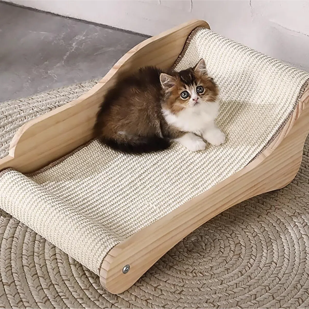 Katzen Kratzbrett Katzenkratzbrett Holz Katzenkratzer Sommer Katzenbett Katzenkratzer for Hauskatzen Schützt Teppiche und Sofas(64x38x21.7cm)