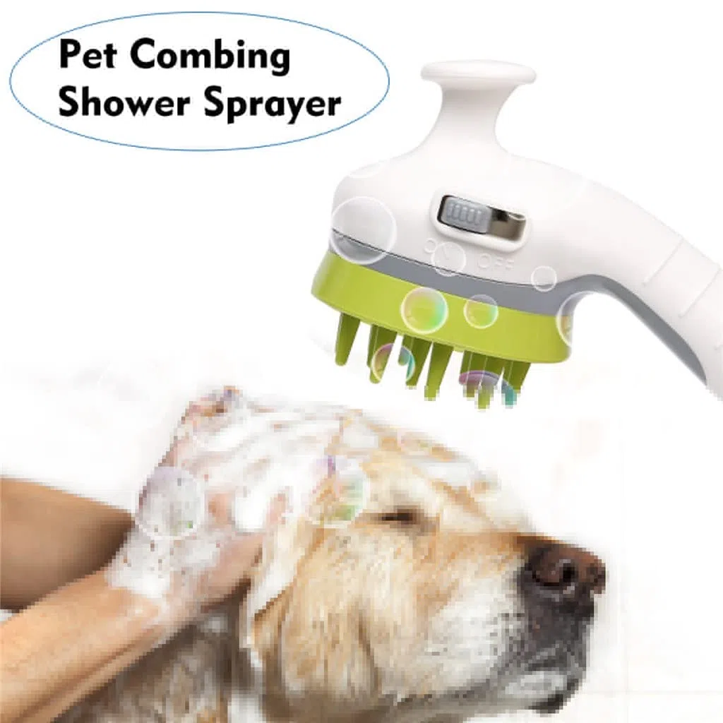 Haustier Kämmen Dusche Sprüher Wassersprinkler Bürste für Hunde und Katzen Handheld Fellpflege Duschkopf mit weichen Nadeln Drei Farben (Farbe: B) (C)