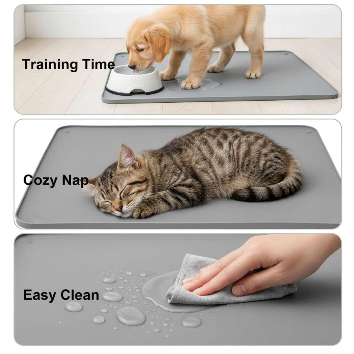 Generisch Silikon Wickelunterlage, 36,3 x 25,3 Zoll, grau, wasserdichte Wickelunterlage, wiederverwendbar und waschbar, Trainingsmatte für Hunde und Katzen
